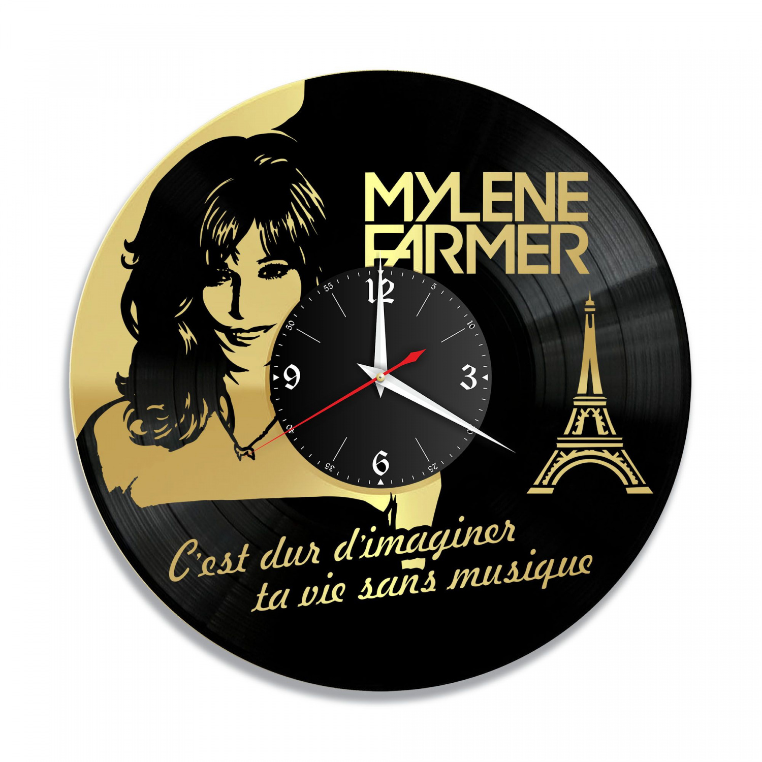 Часы настенные "Mylene Farmer (Милен Фармер), золото" из винила, №5 VC-10991-1