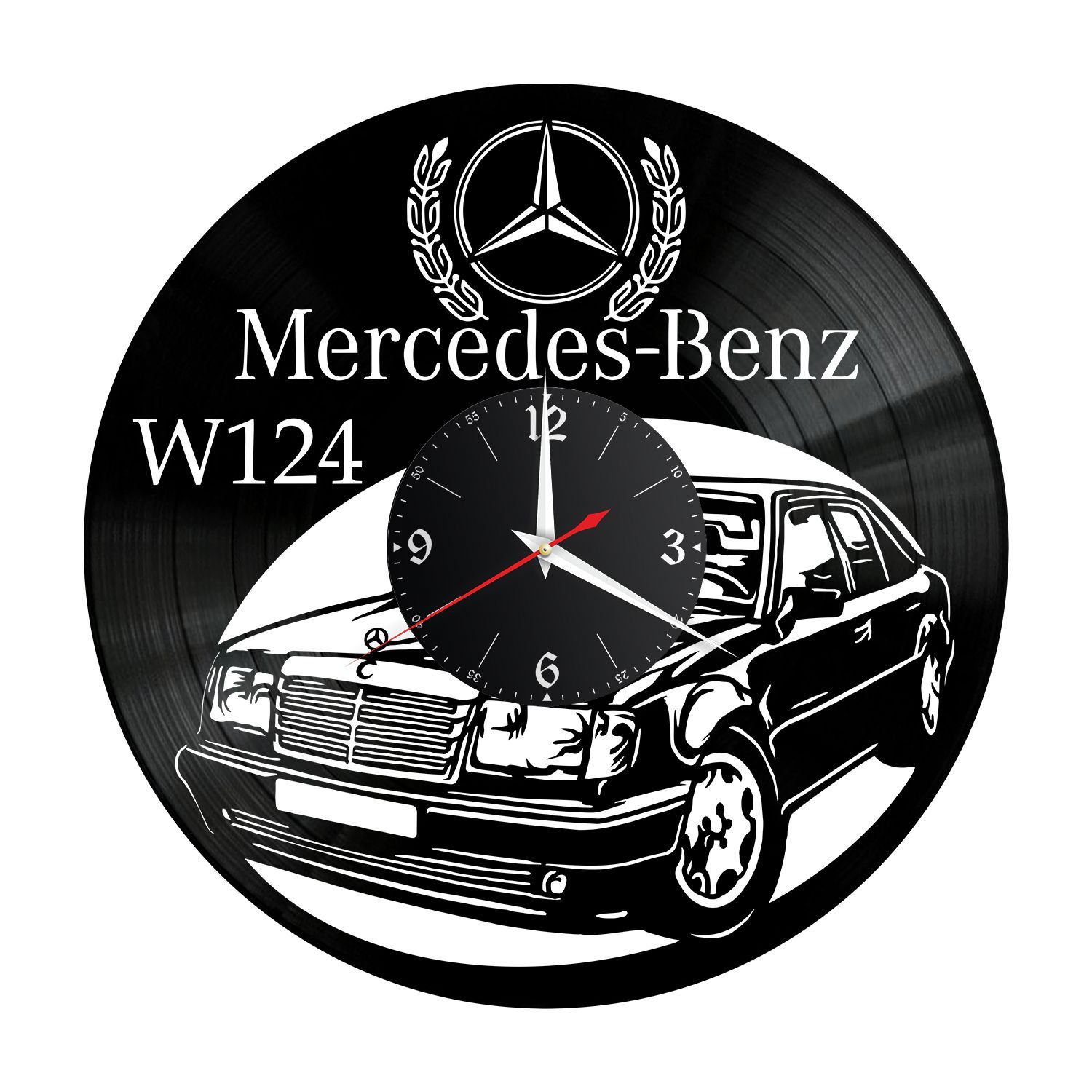 Часы настенные "Mercedes W124" из винила, №9 VC-12249
