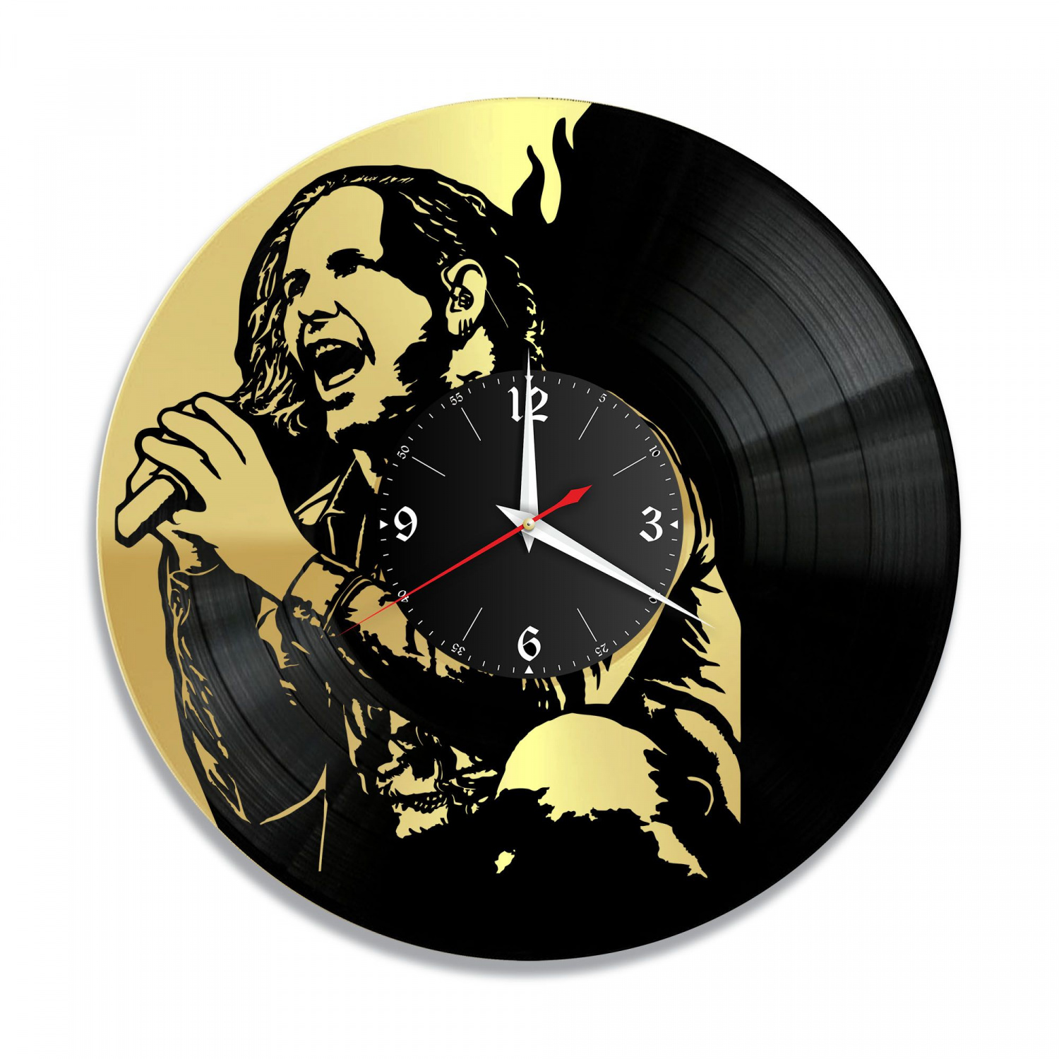 Часы настенные "группа Slipknot (Кори Тейлор), золото" из винила, №8 VC-12011-1