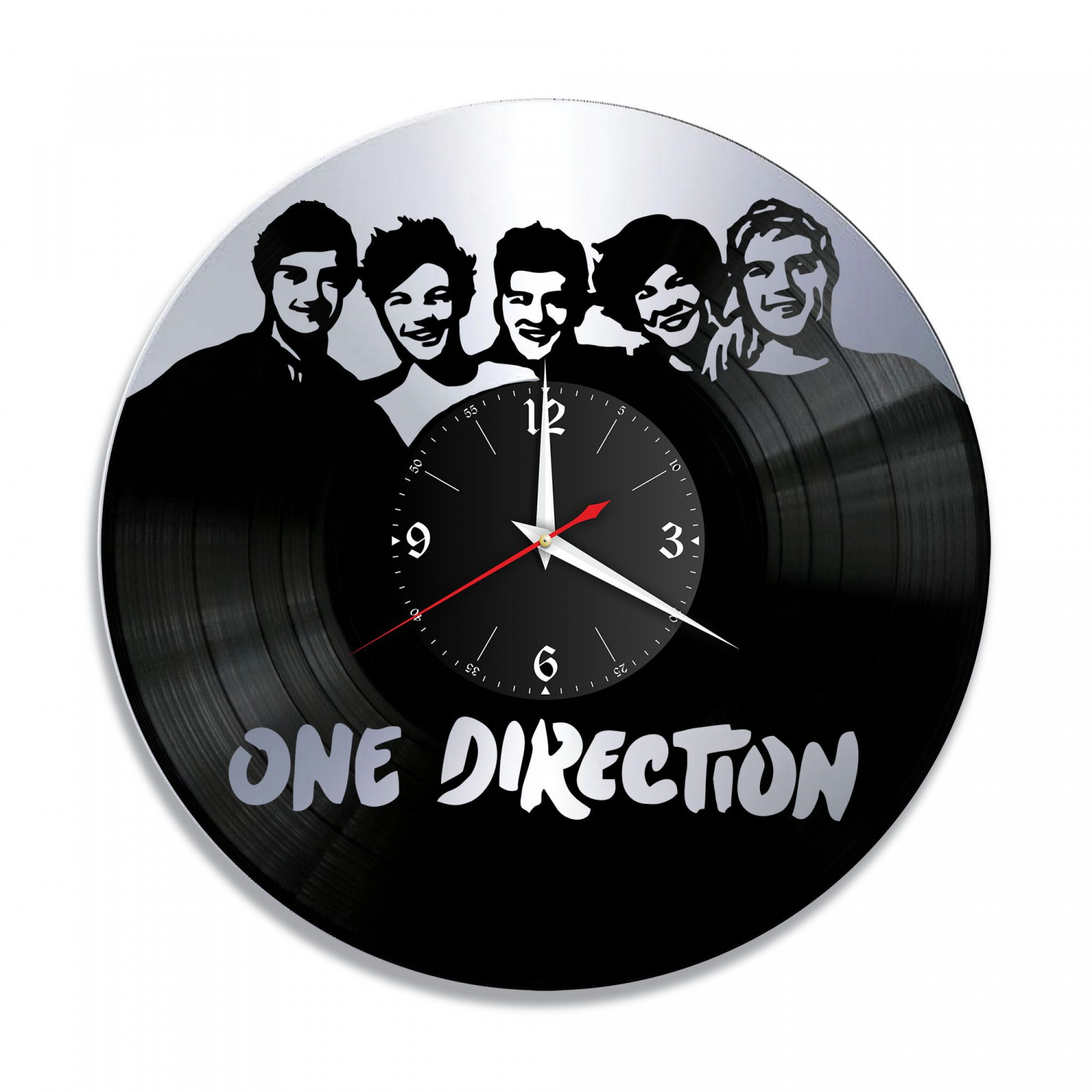 Часы настенные "группа One Direction, серебро" из винила, №1 VC-10132-2