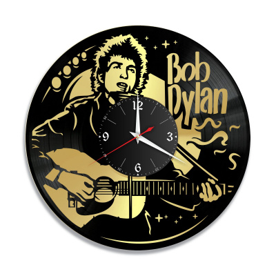 Часы настенные "Боб Дилан (Bob Dylan), золото" из винила, №1