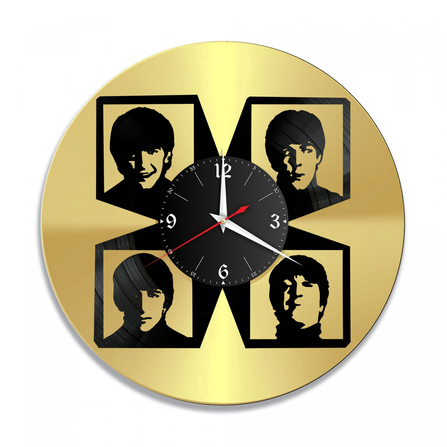 Часы настенные "группа Битлз (The Beatles), золото" из винила, №10 VC-10179-1