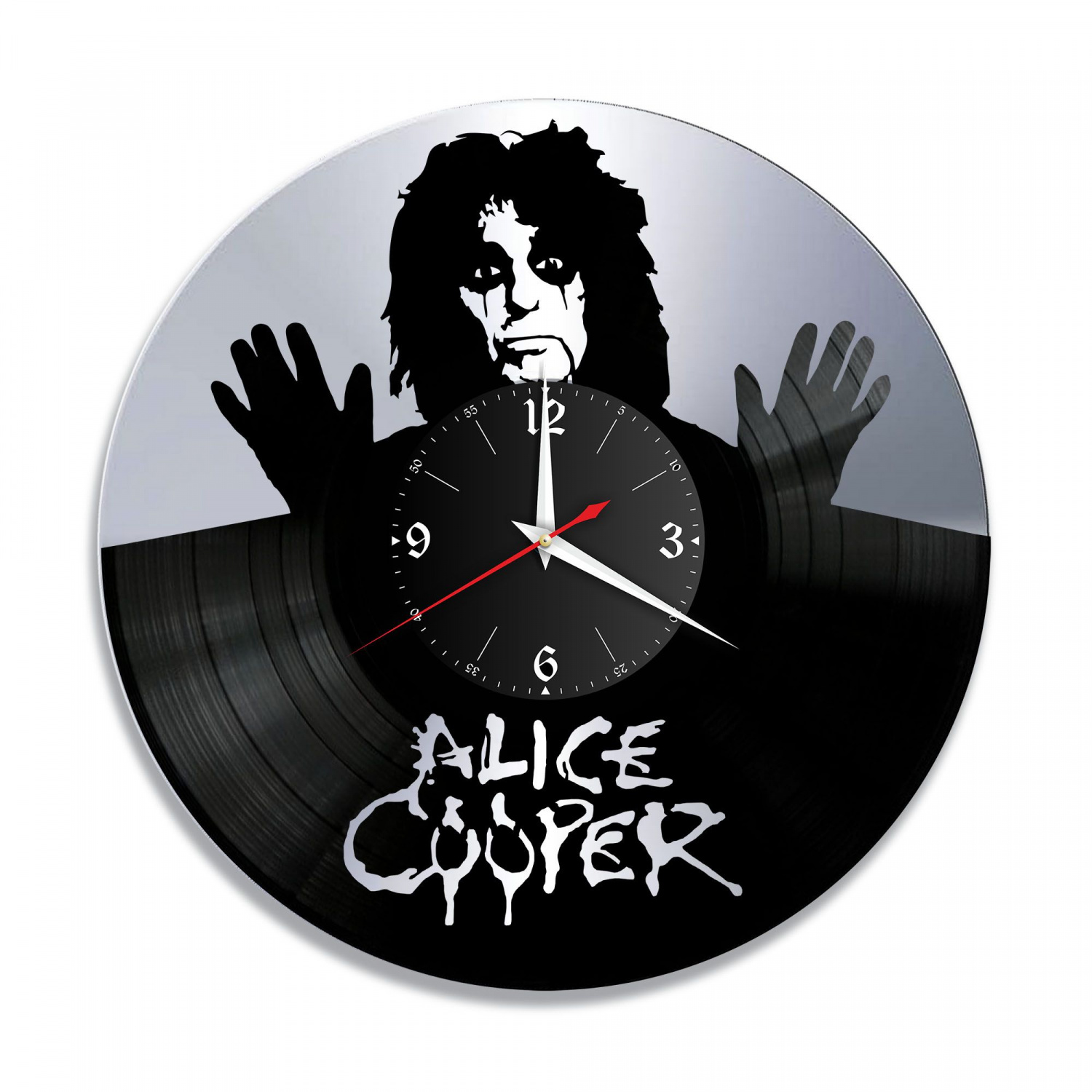 Часы настенные "Alice Cooper, серебро" из винила, №1 VC-10080-2