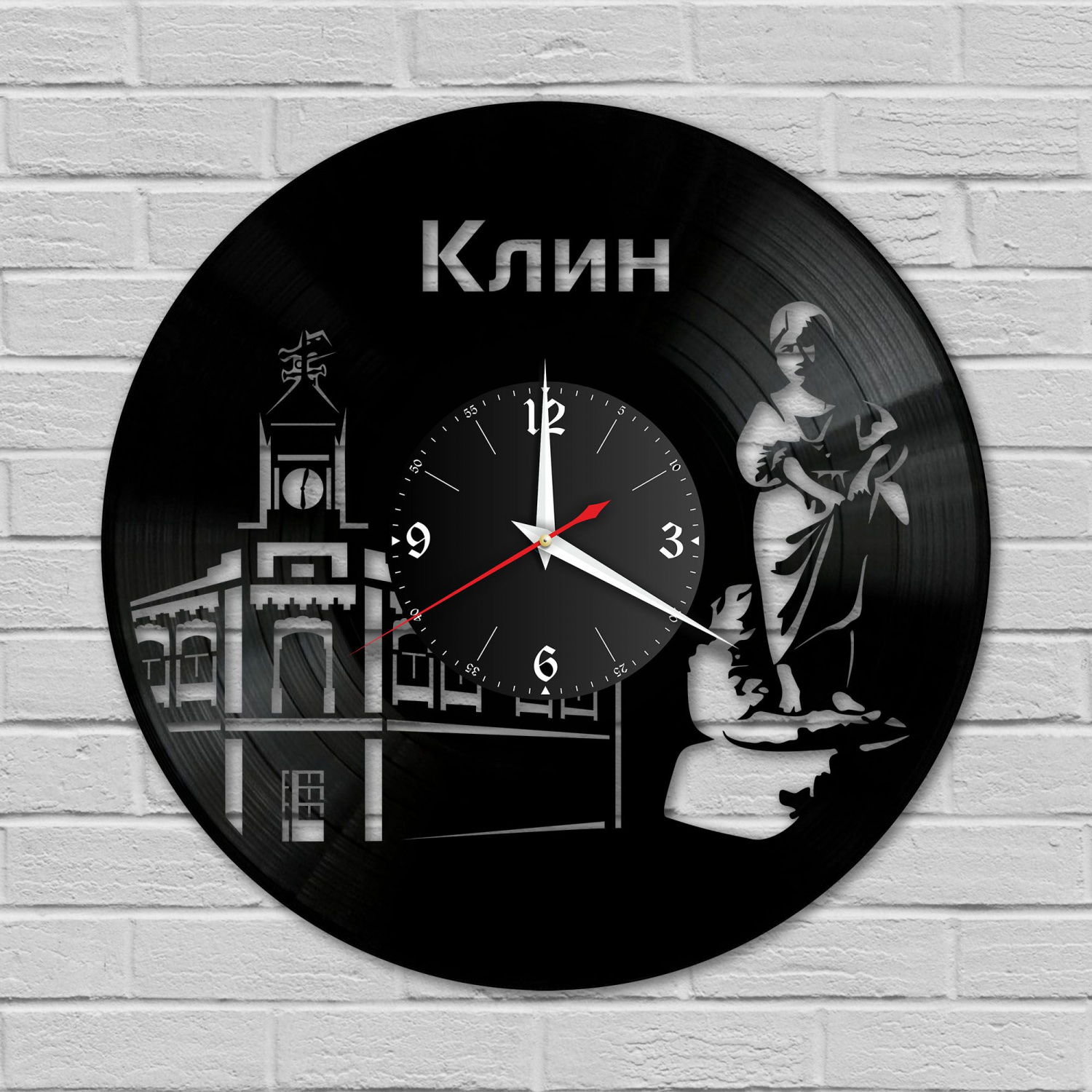 Часы настенные "город Клин" из винила, №1 VC-10497