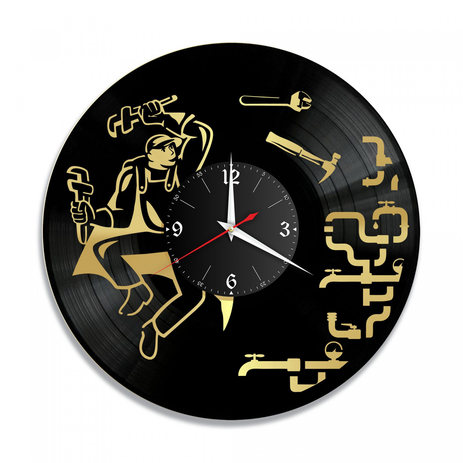 Часы настенные "Сантехник, золото" из винила, №1 VC-10653-1