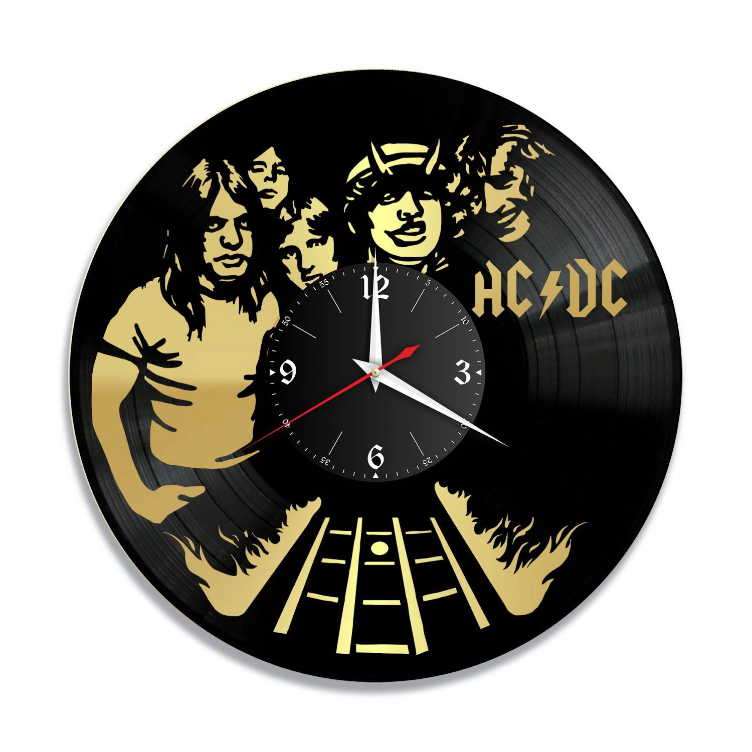 Часы настенные "группа AC DC, золото" из винила, №3 VC-10073-1
