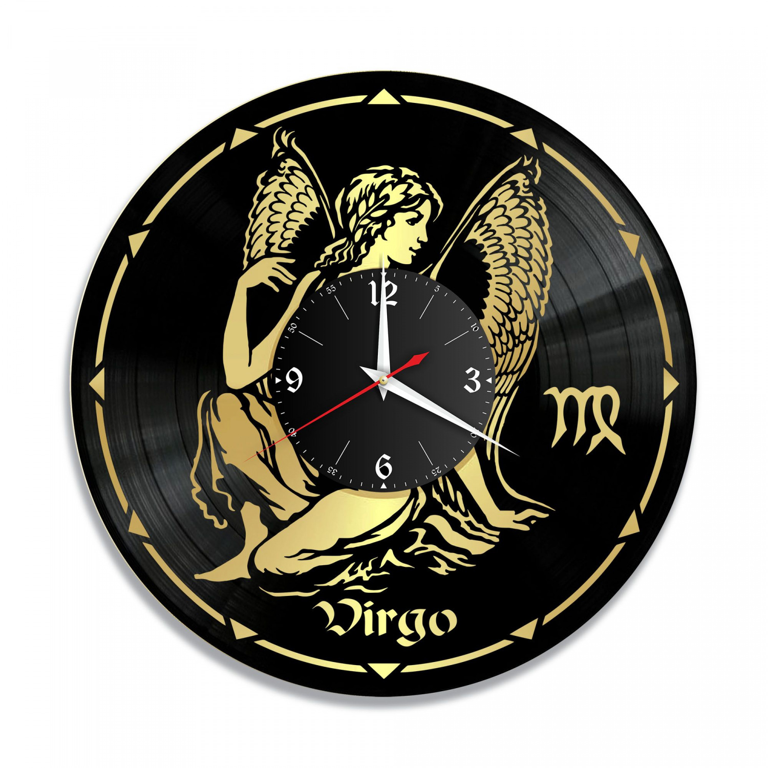 Часы настенные "Знаки Зодиака (Дева), золото" из винила, №6 VC-10394-1