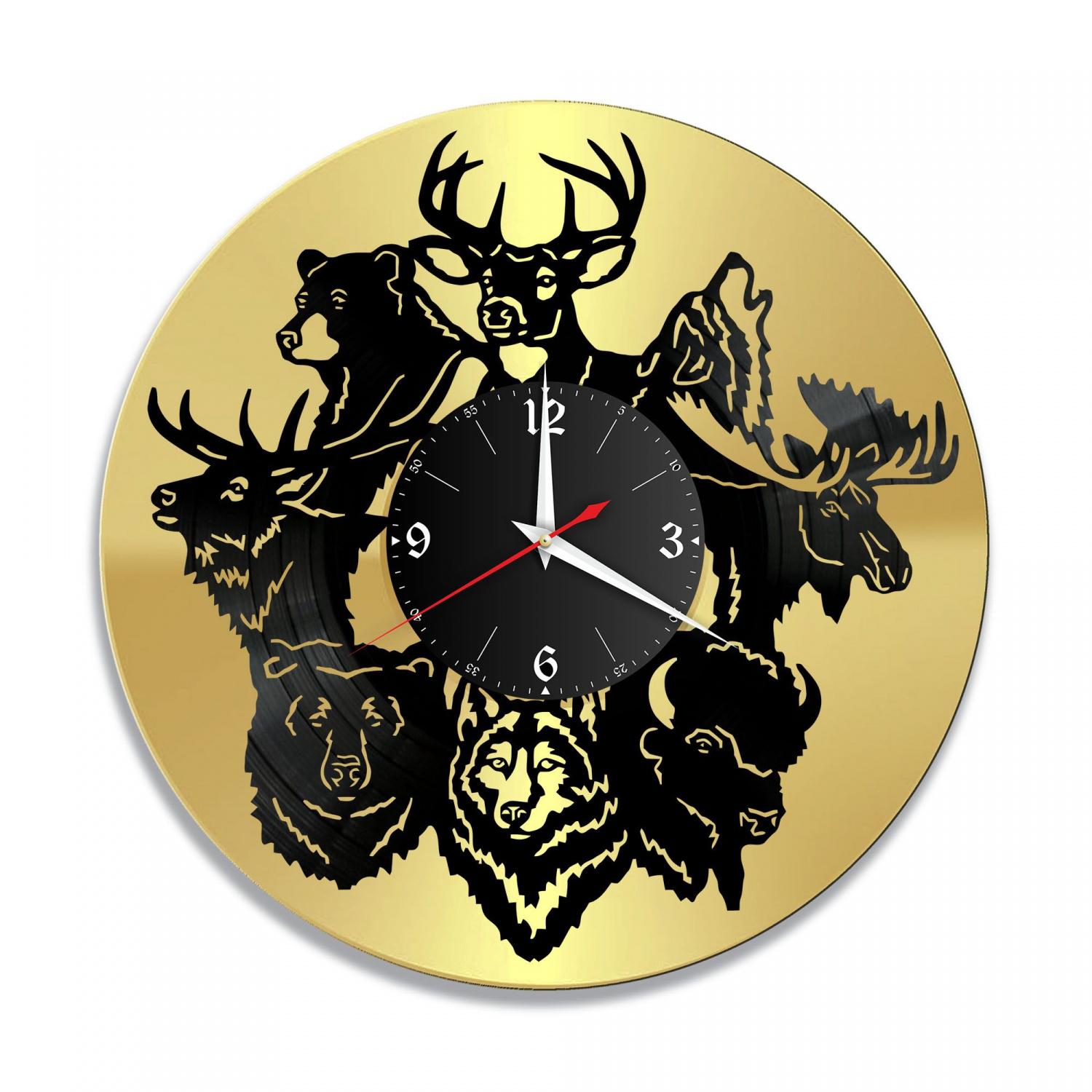Часы настенные "Животные, золото" из винила, №1 VC-10709-1