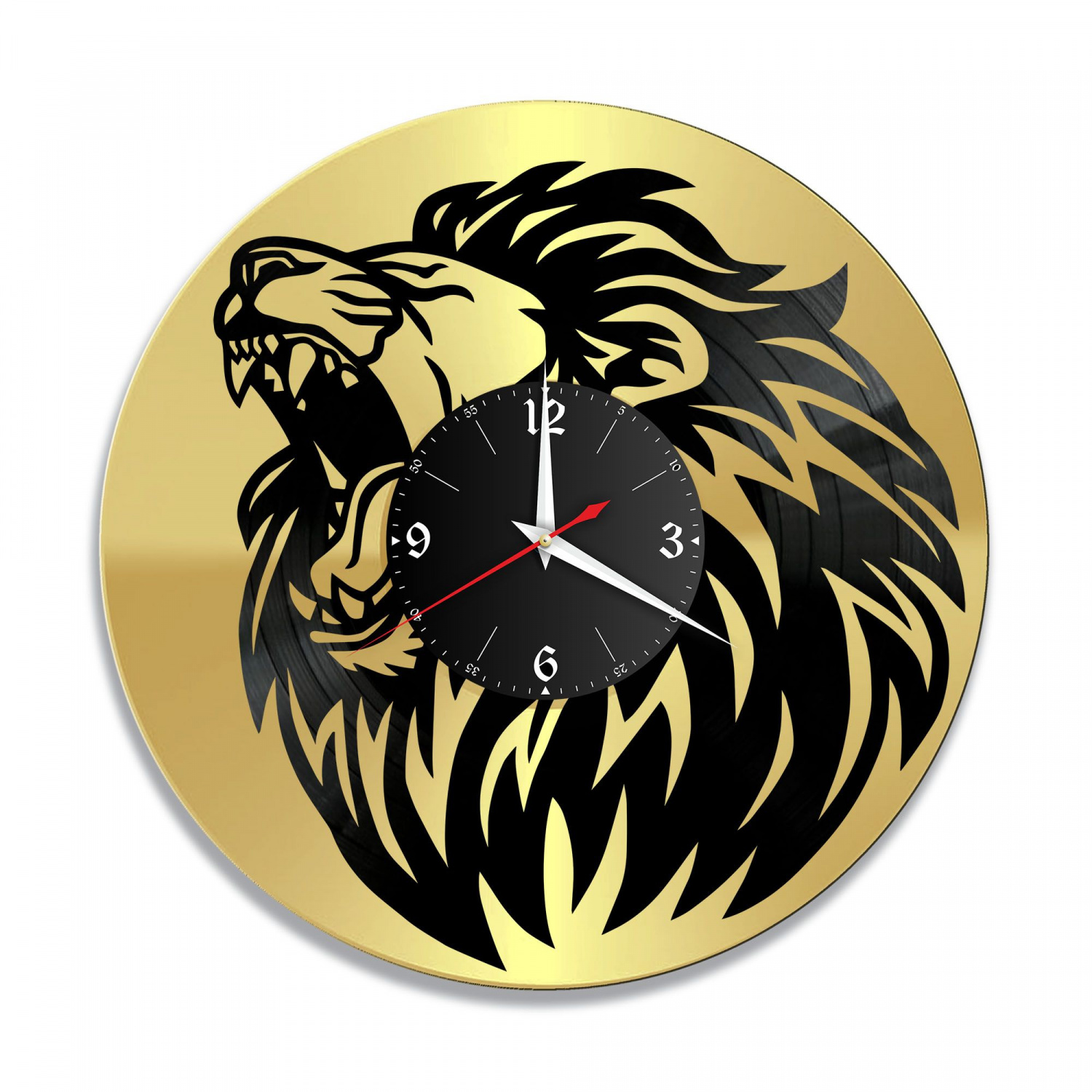 Часы настенные "Лев, золото" из винила, №1 VC-10717-1