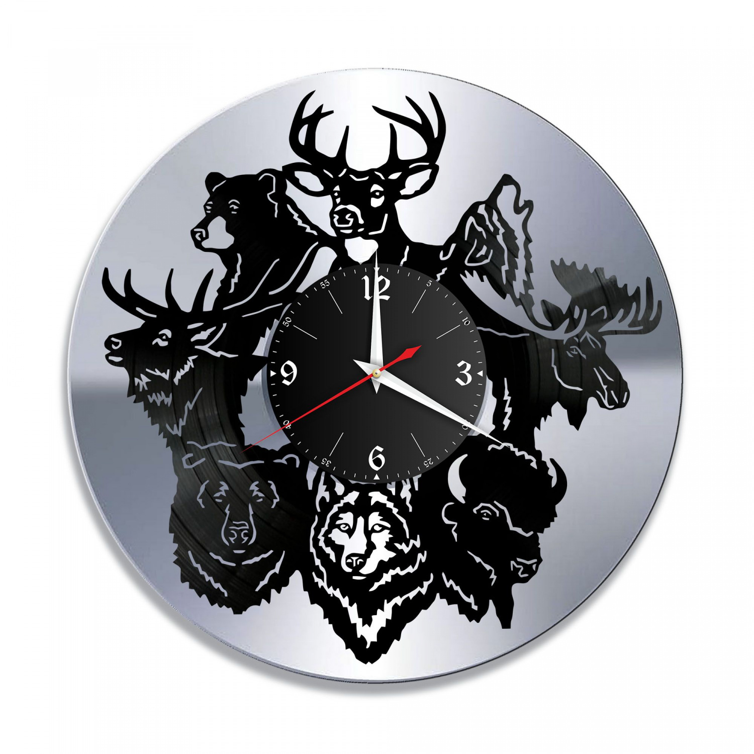 Часы настенные "Животные, серебро" из винила, №1 VC-10709-2
