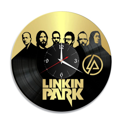 Часы настенные "группа Linkin Park, золото" из винила, №3