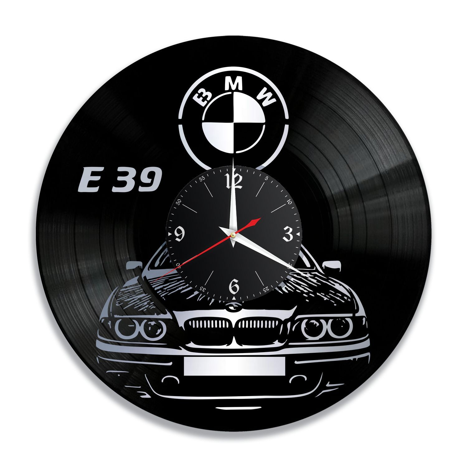 Часы настенные "БМВ (BMW E39), серебро" из винила, №9 VC-12205-2