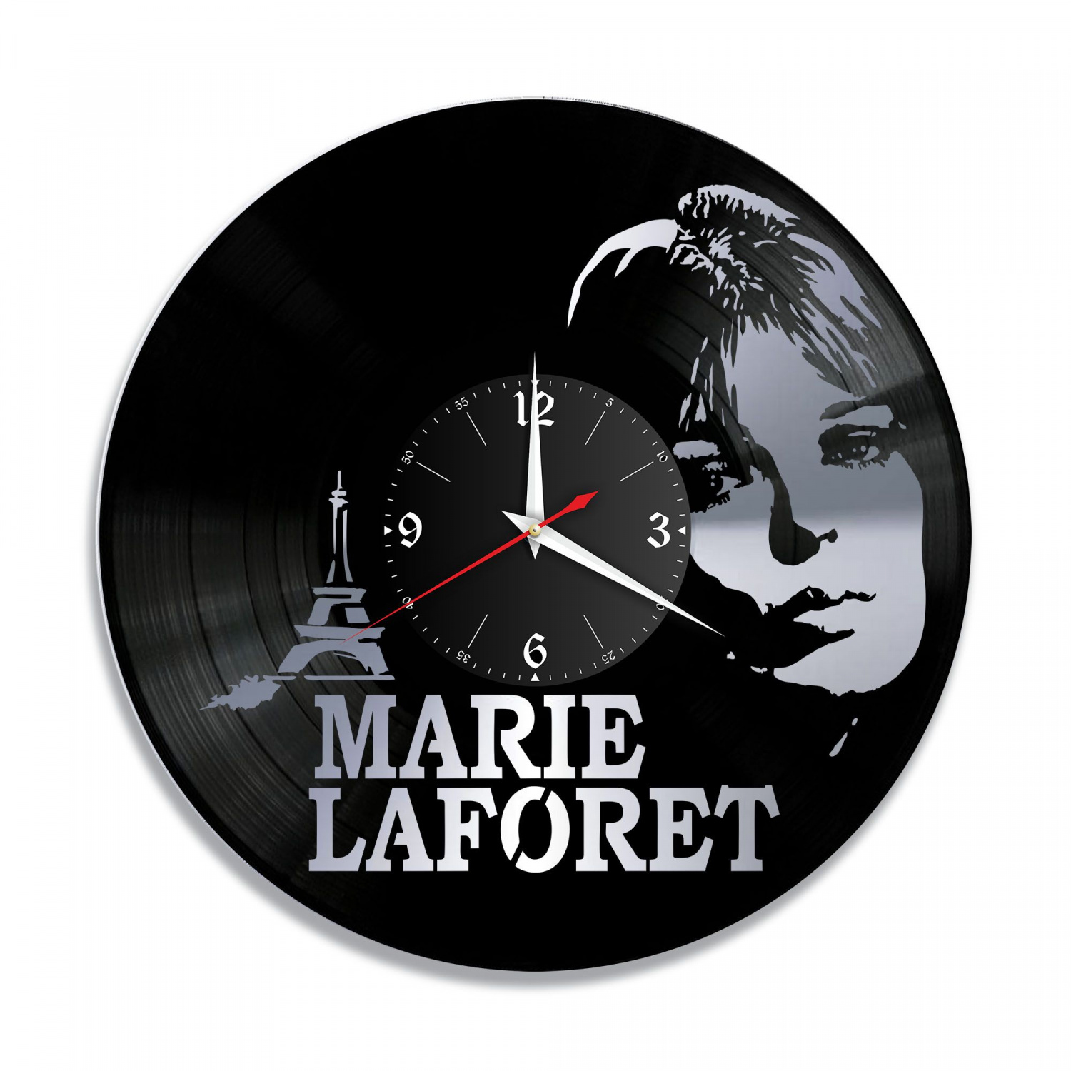 Часы настенные "Мари Лафоре (Marie Laforet), серебро" из винила, №1 VC-10242-2