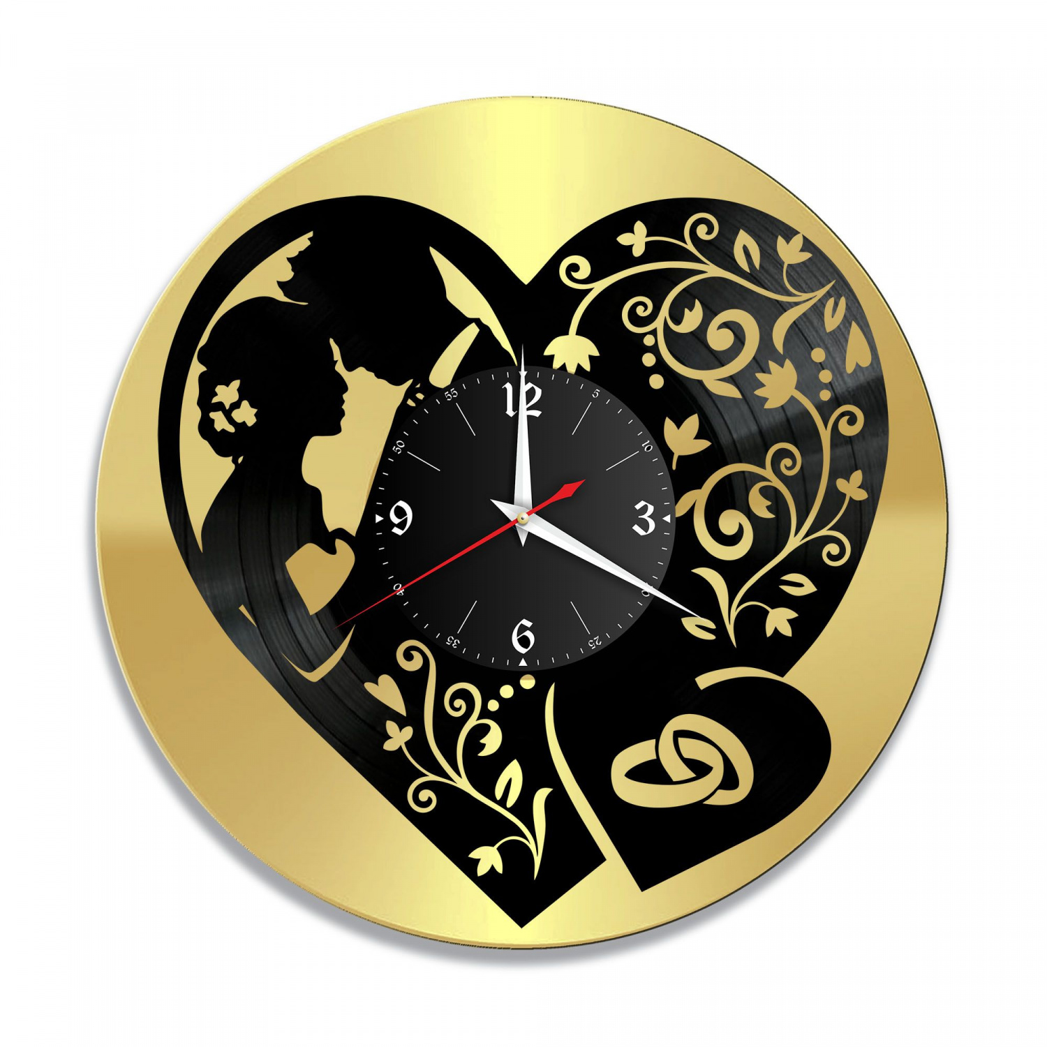 Часы настенные "Свадьба, золото" из винила, №2 VC-10677-1