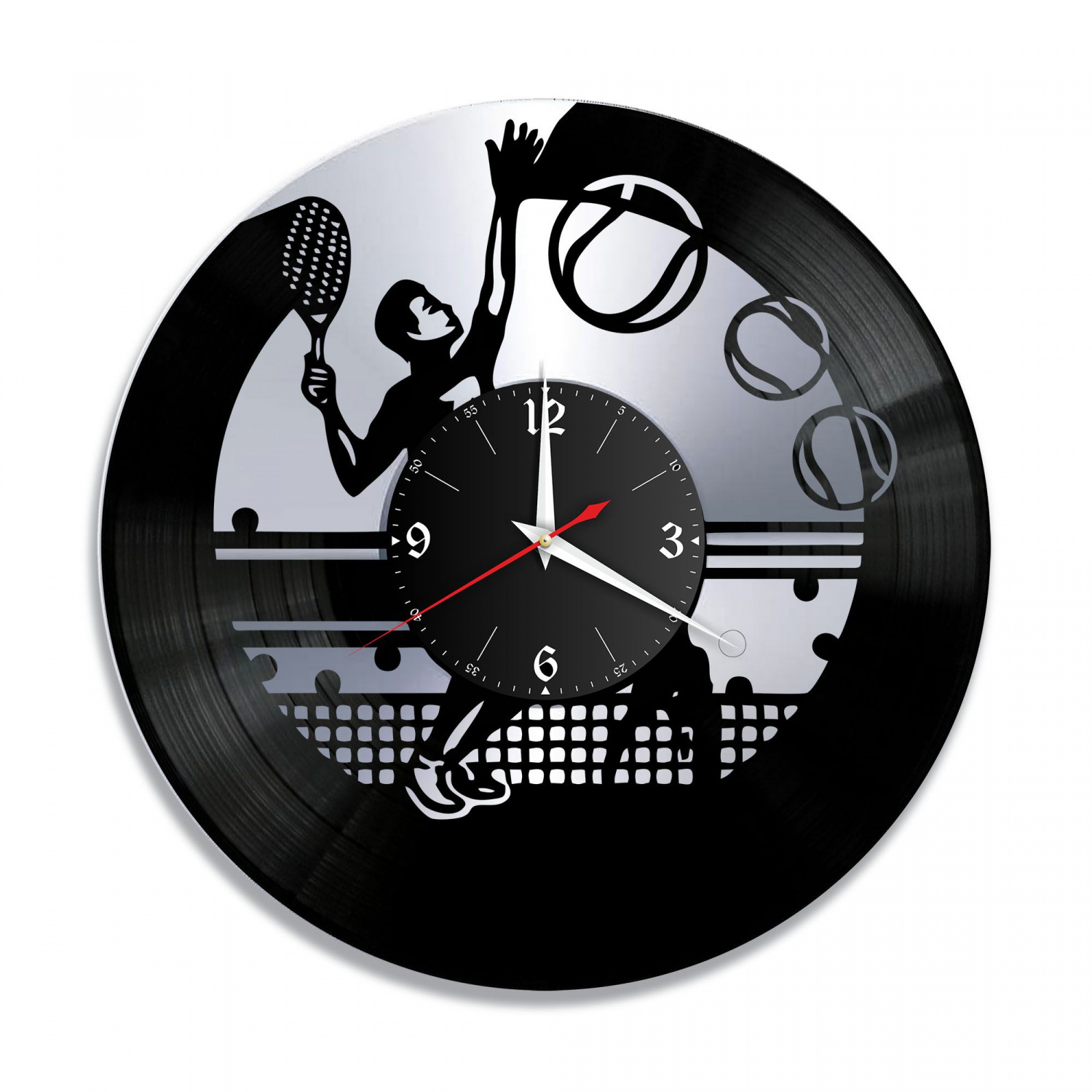 Часы настенные "Теннис, серебро" из винила, №1 VC-10525-2