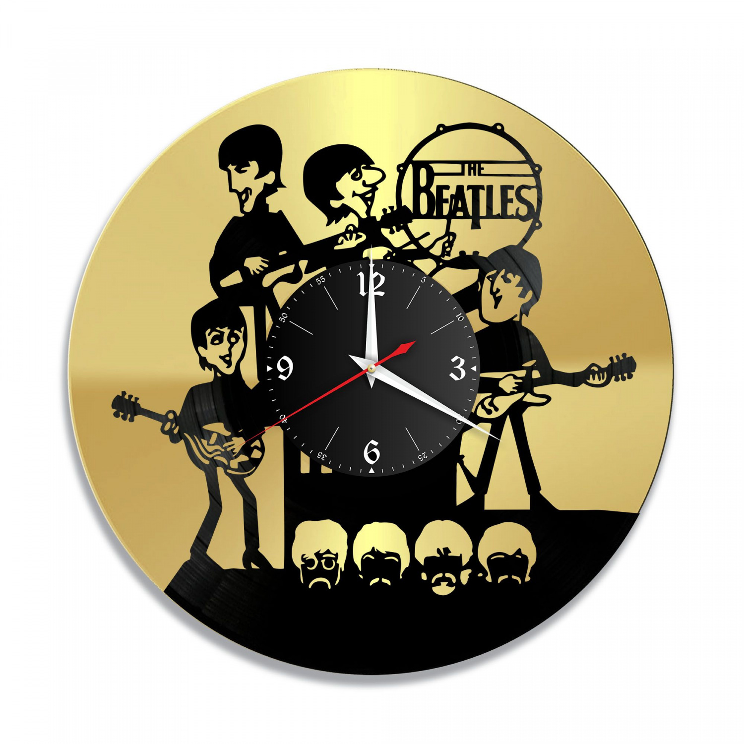 Часы настенные "группа Битлз (The Beatles), золото" из винила, №11 VC-10850-1