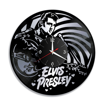 Часы настенные "Элвис Пресли (Elvis Presley), серебро" из винила, №1