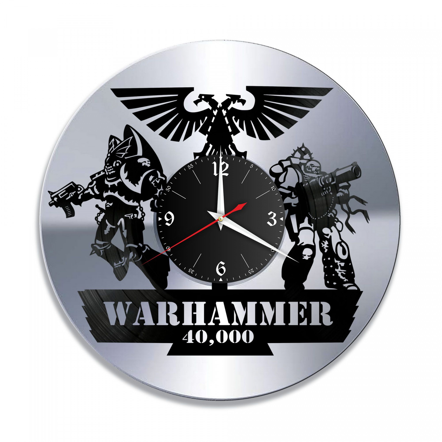 Часы настенные "Warhammer 40000, серебро" из винила, №1 VC-10565-2