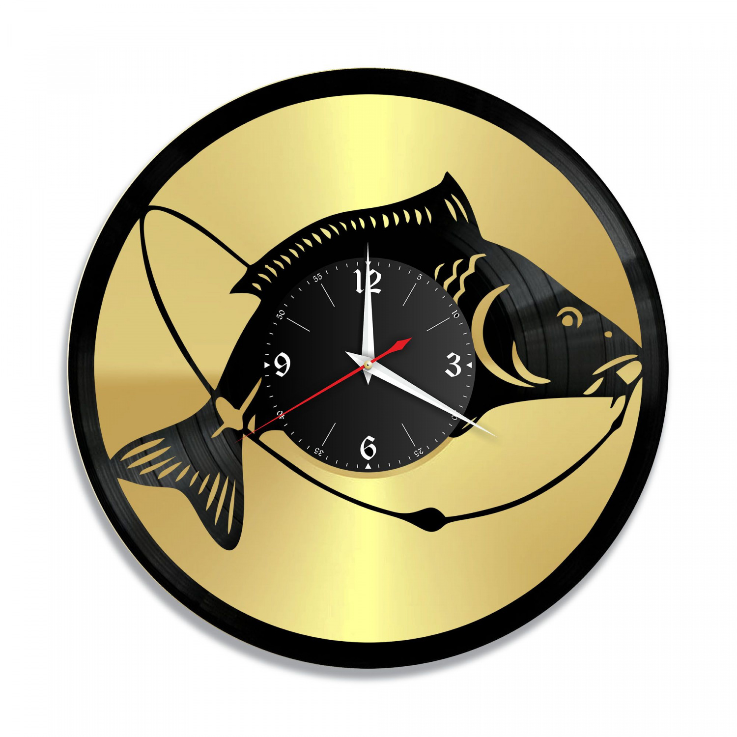 Часы настенные "Рыбалка, золото" из винила, №5 VC-10625-1