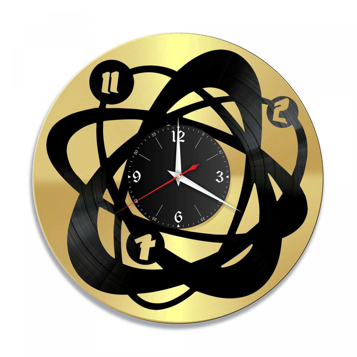 Часы настенные "Атом, золото" из винила, №1 VC-10846-1