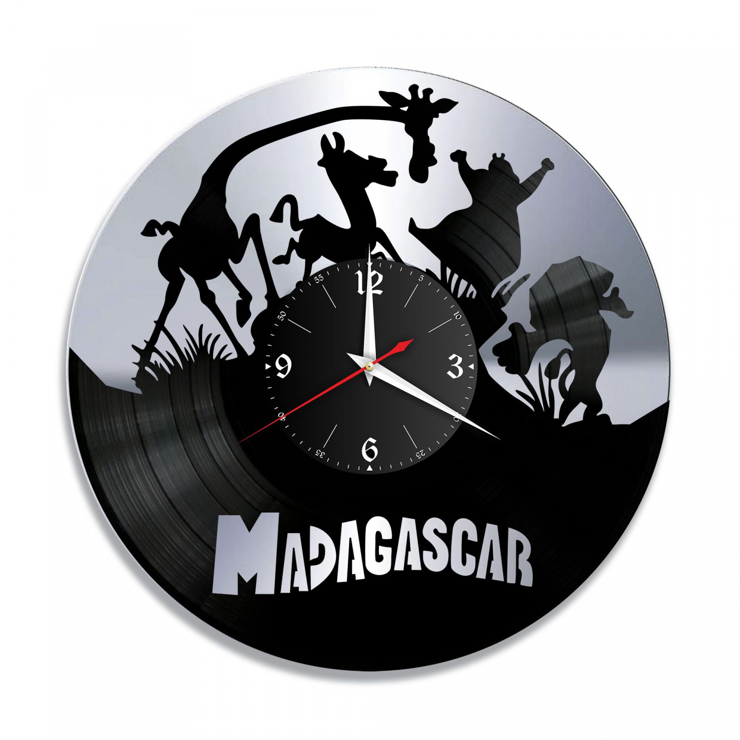Часы настенные "м/ф Мадагаскар, серебро" из винила, №1 VC-12041-2