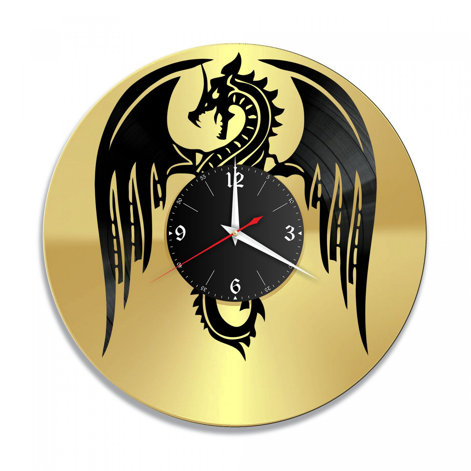 Часы настенные "Дракон, золото" из винила, №1 VC-10784-1