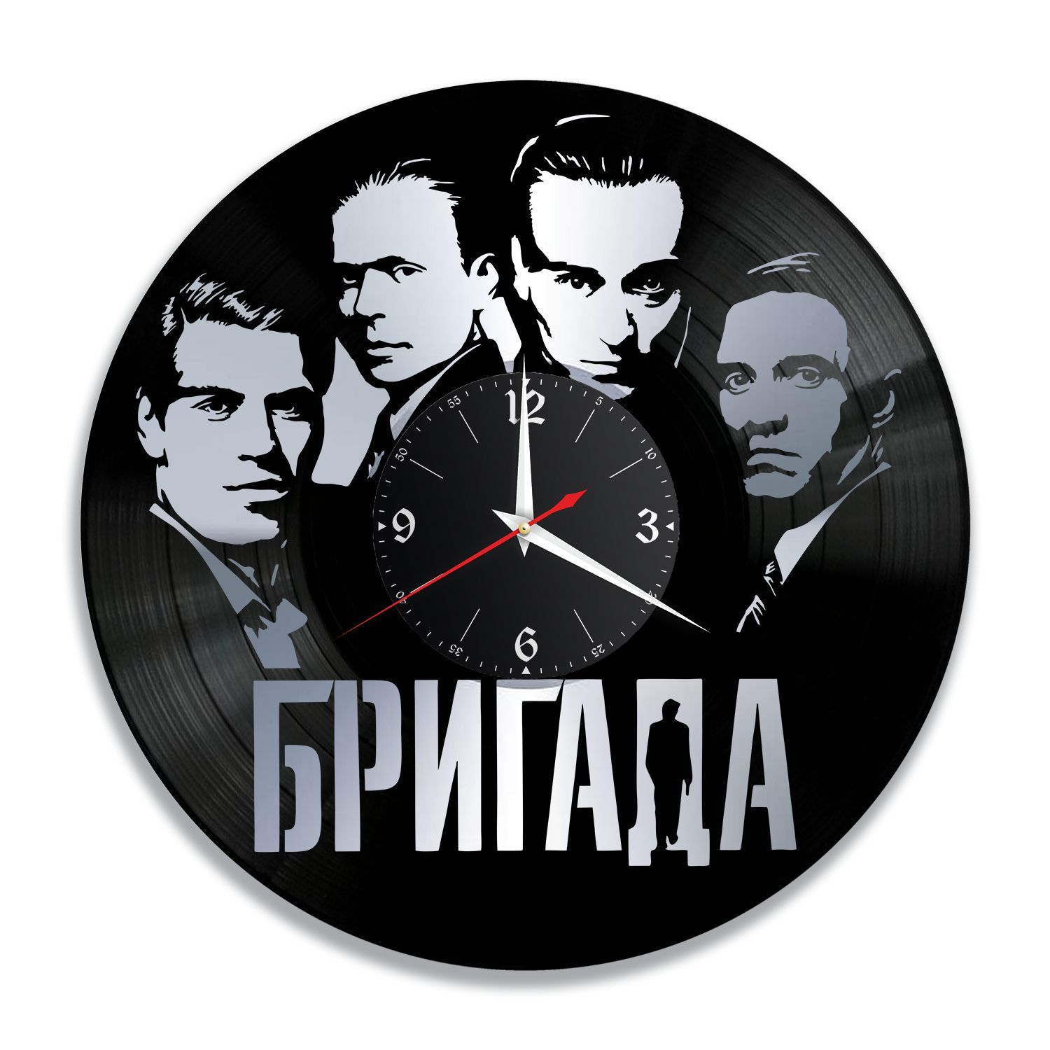 Часы настенные "Фильм Бригада, серебро" из винила, №1 VC-12242-2