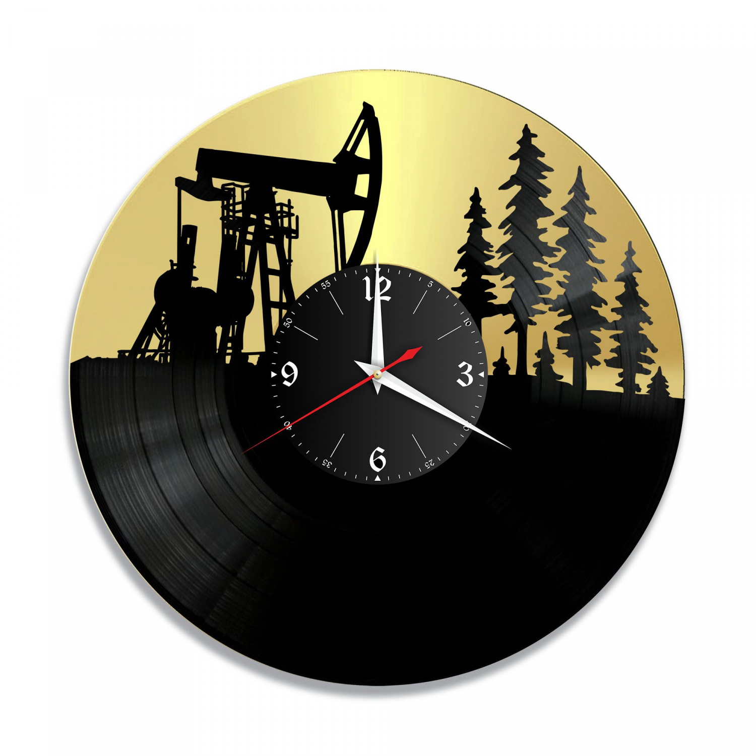 Часы настенные "Добыча нефти, золото" из винила, №2 VC-10865-1