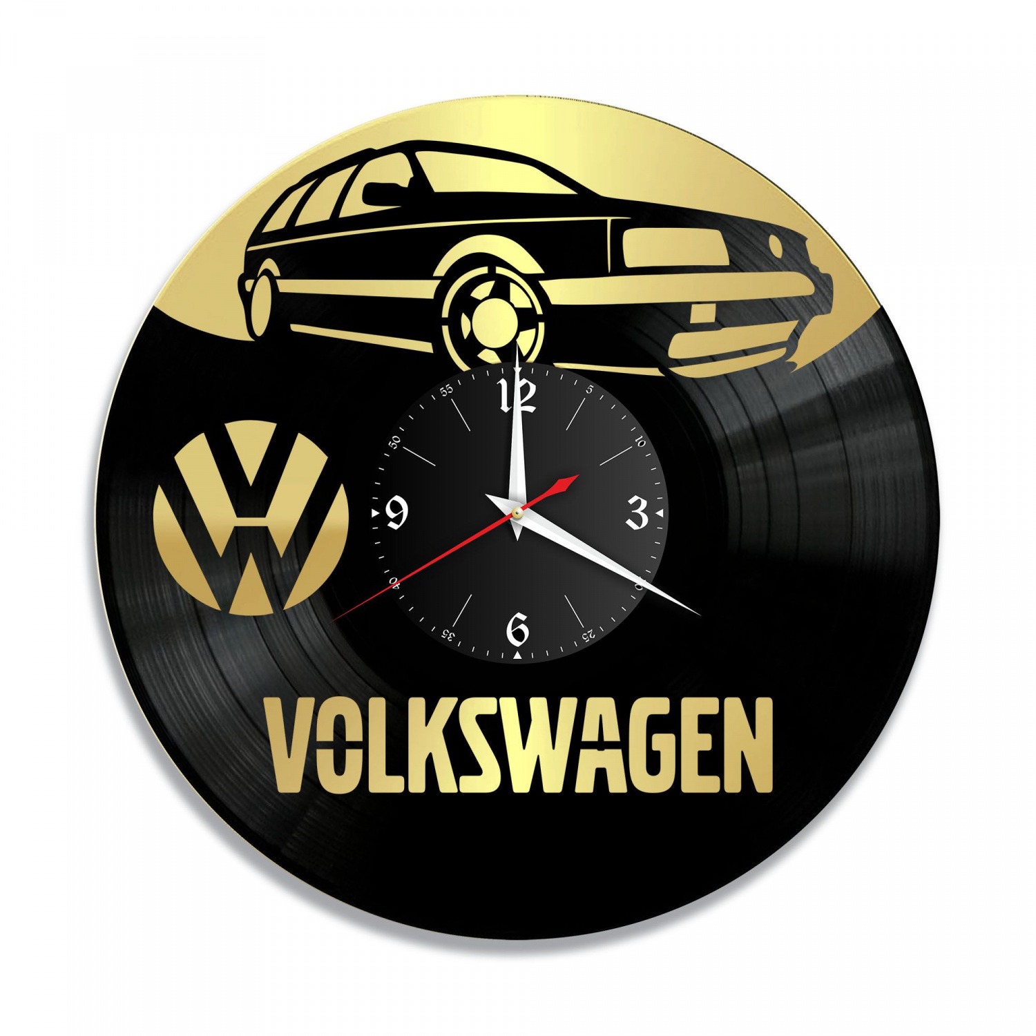 Часы настенные "Volkswagen, золото" из винила, №2 VC-10432-1