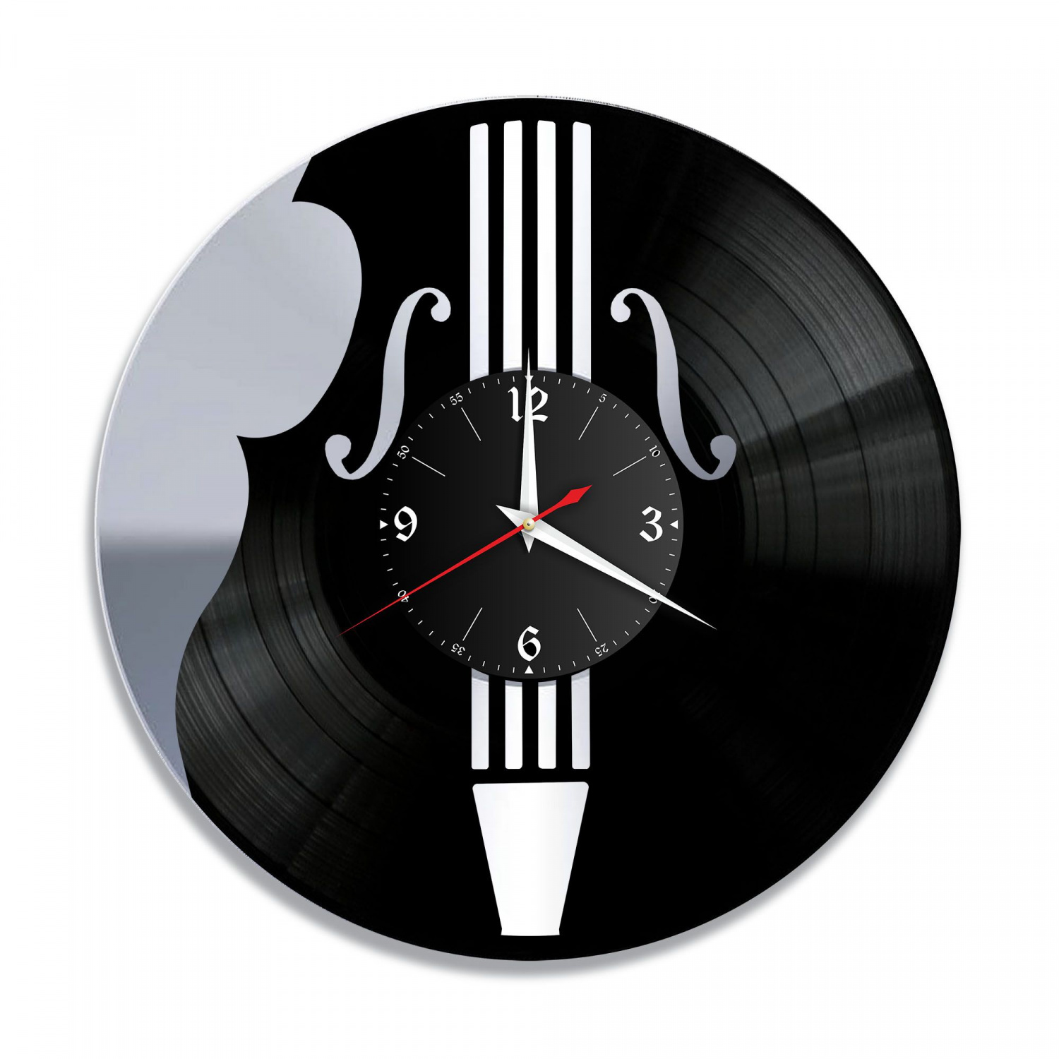 Часы настенные "Музыка (Виолончель), серебро" из винила, №26 VC-10942-2