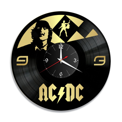 Часы настенные "группа AC DC, золото" из винила, №5