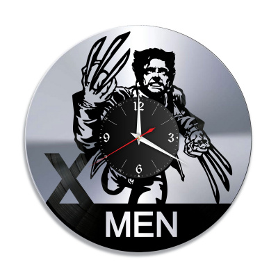Часы настенные "Люди X (X Man), серебро" из винила, №1