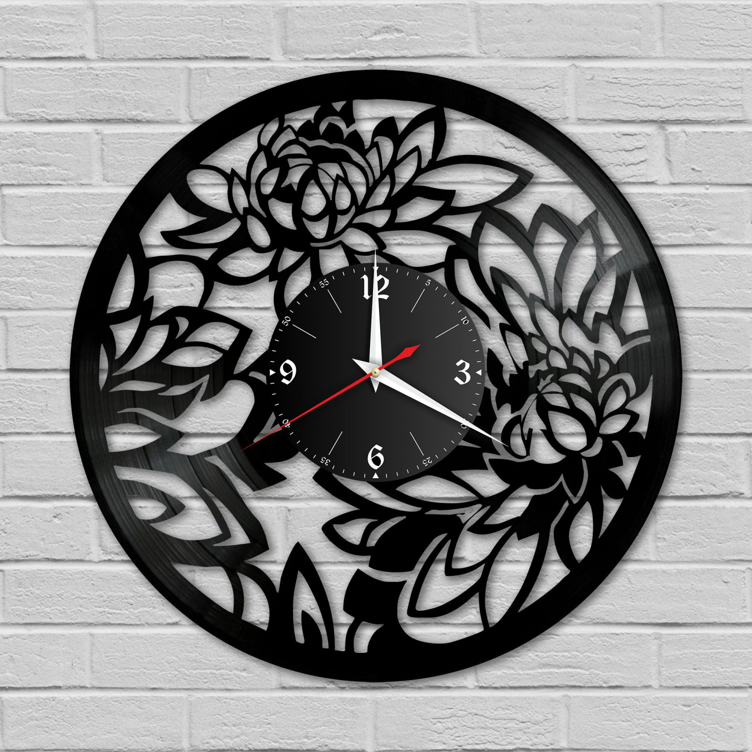 Часы настенные "Цветы" из винила, №1 VC-10954