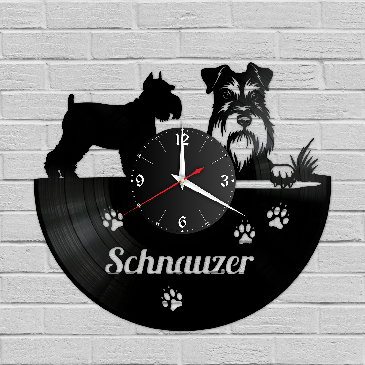 Часы настенные "Собака (Шнаузер)" из винила, №9 VC-12154