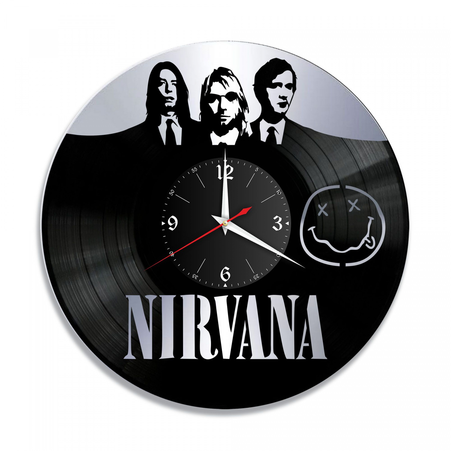 Часы настенные "группа Nirvana, серебро" из винила, №2 VC-10128-2