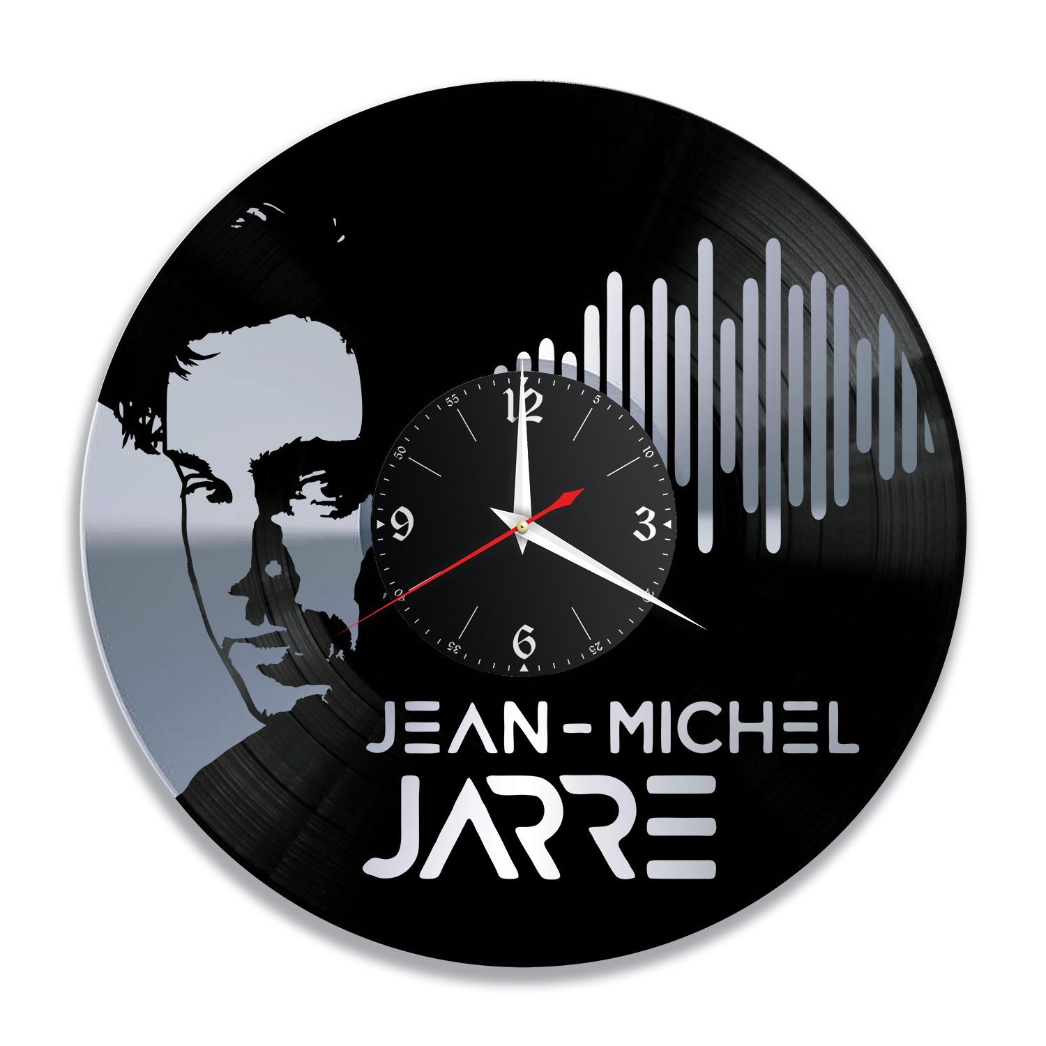 Часы настенные "Жан-Мишель Жарр (Jean-Michel Jarre), серебро" из винила, №1 VC-12220-2