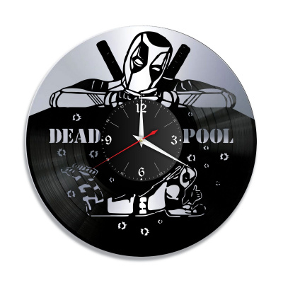 Часы настенные "Deadpool (Дедпул), серебро" из винила, №2