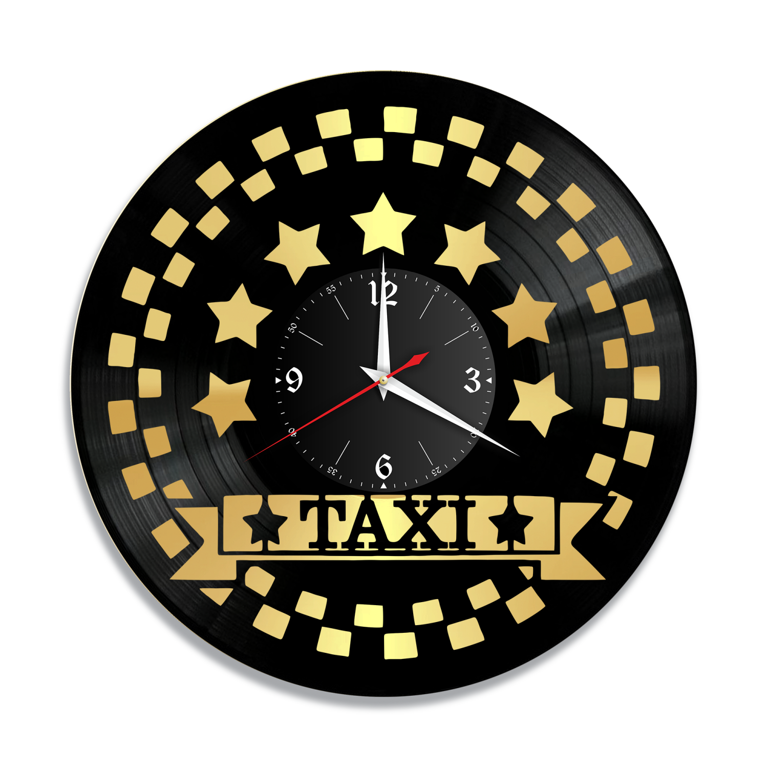 Часы настенные "Такси, золото" из винила, №1 VC-12156-1