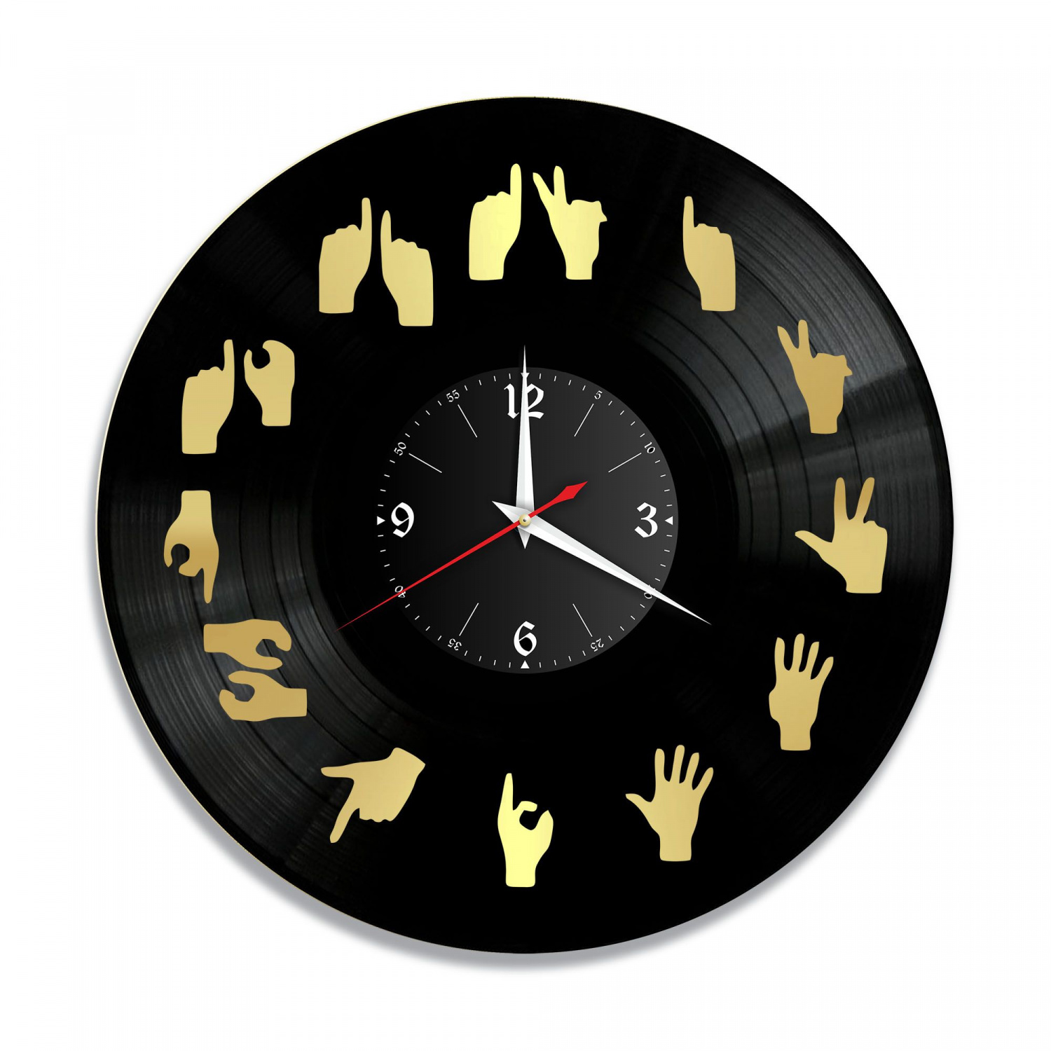 Часы настенные "Цифры (жесты), золото" из винила, №11 VC-10767-1