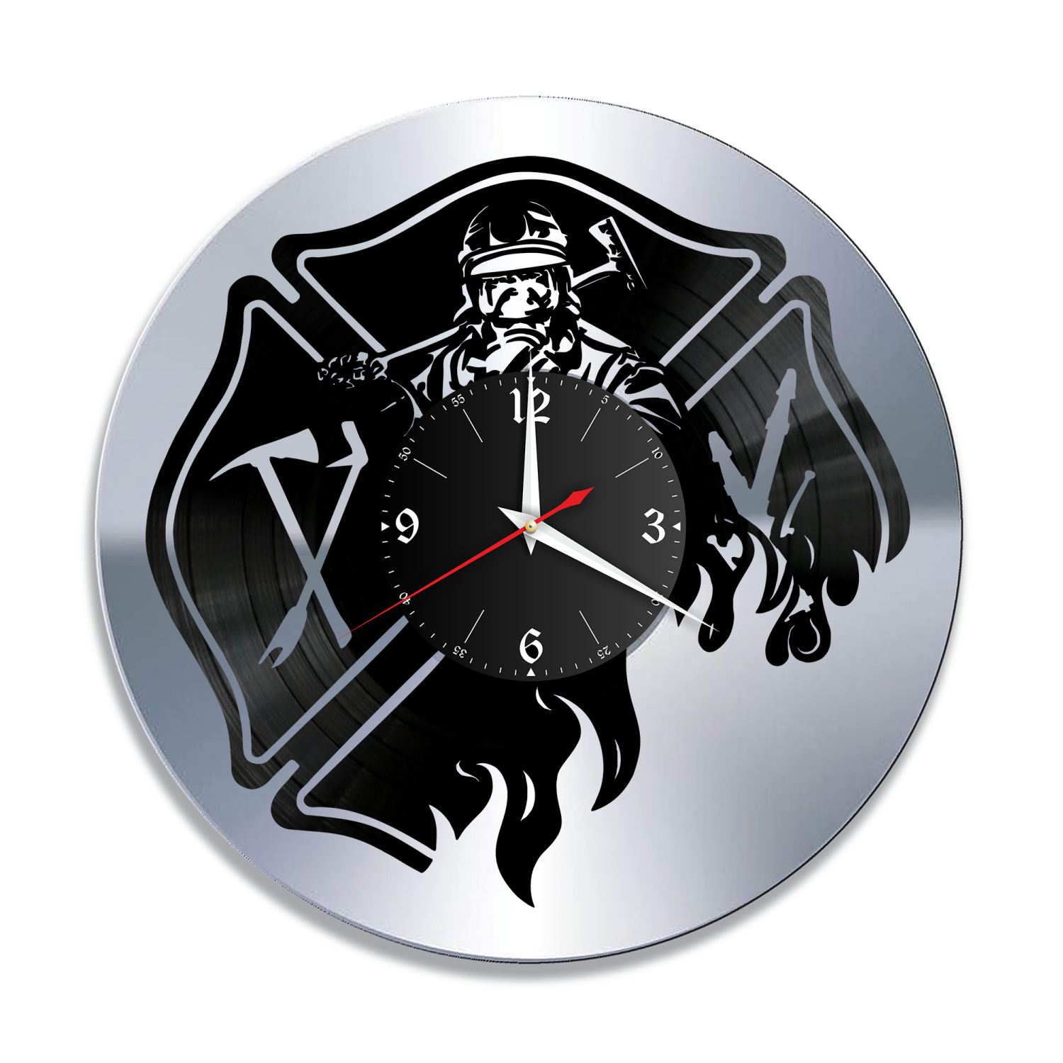 Часы настенные "Пожарная, МЧС, серебро" из винила, №2 VC-12146-2
