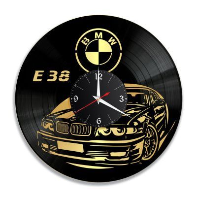 Часы настенные "БМВ (BMW E38), золото" из винила, №8