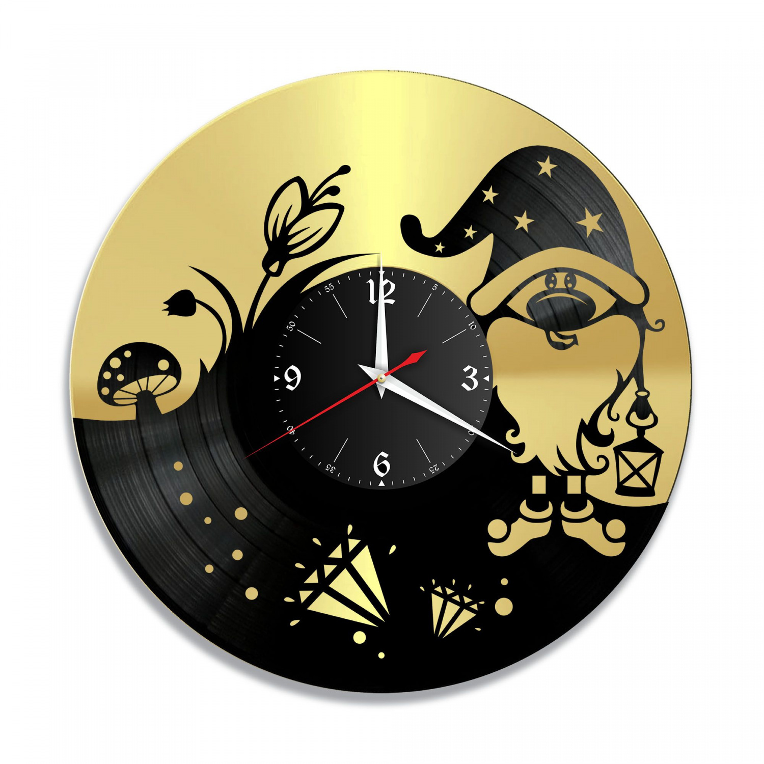 Часы настенные "Гномик, золото" из винила, №1 VC-10781-1