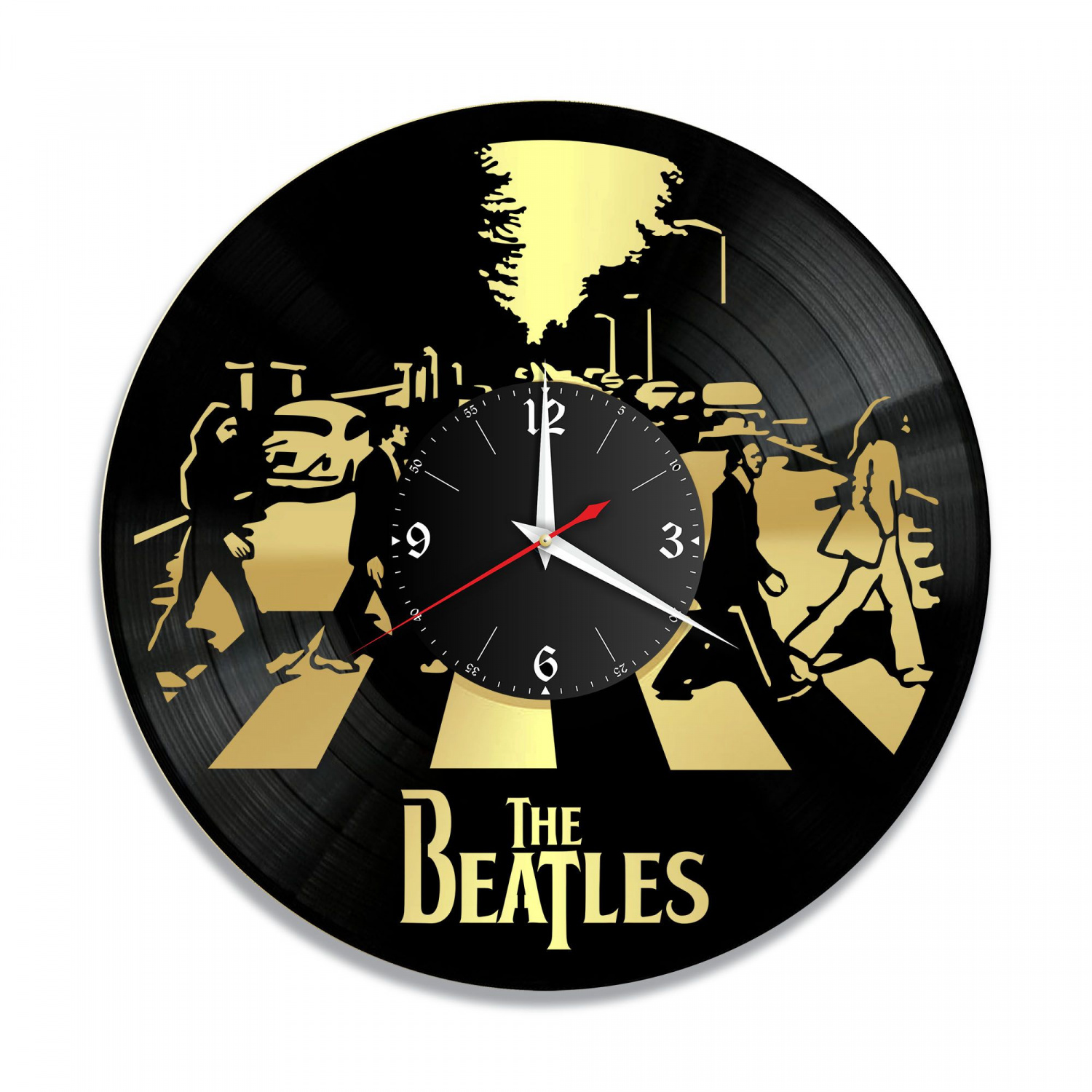 Часы настенные "группа Битлз (The Beatles), золото" из винила, №2 VC-10180-1