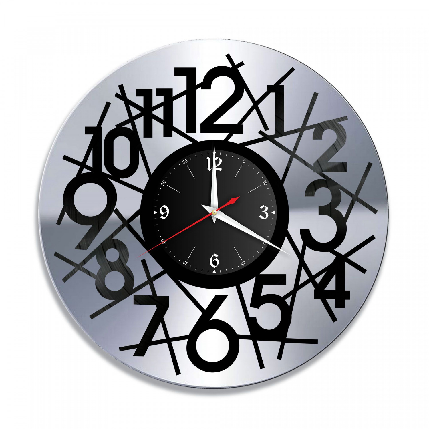 Часы настенные "Цифры, серебро" из винила, №7 VC-10776-2