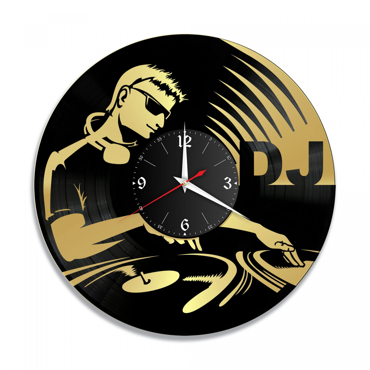 Часы настенные "ДиДжей (Dj), золото" из винила, №3 VC-10646-1
