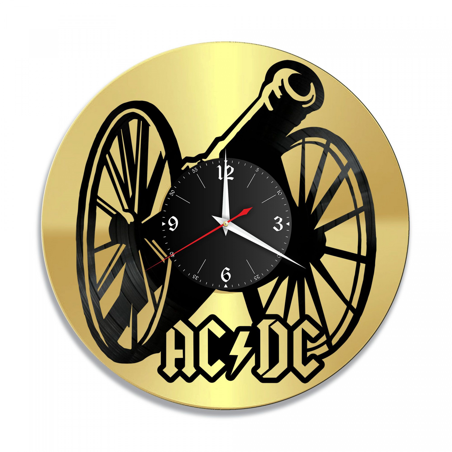 Часы настенные "группа AC DC, золото" из винила, №2 VC-10072-1