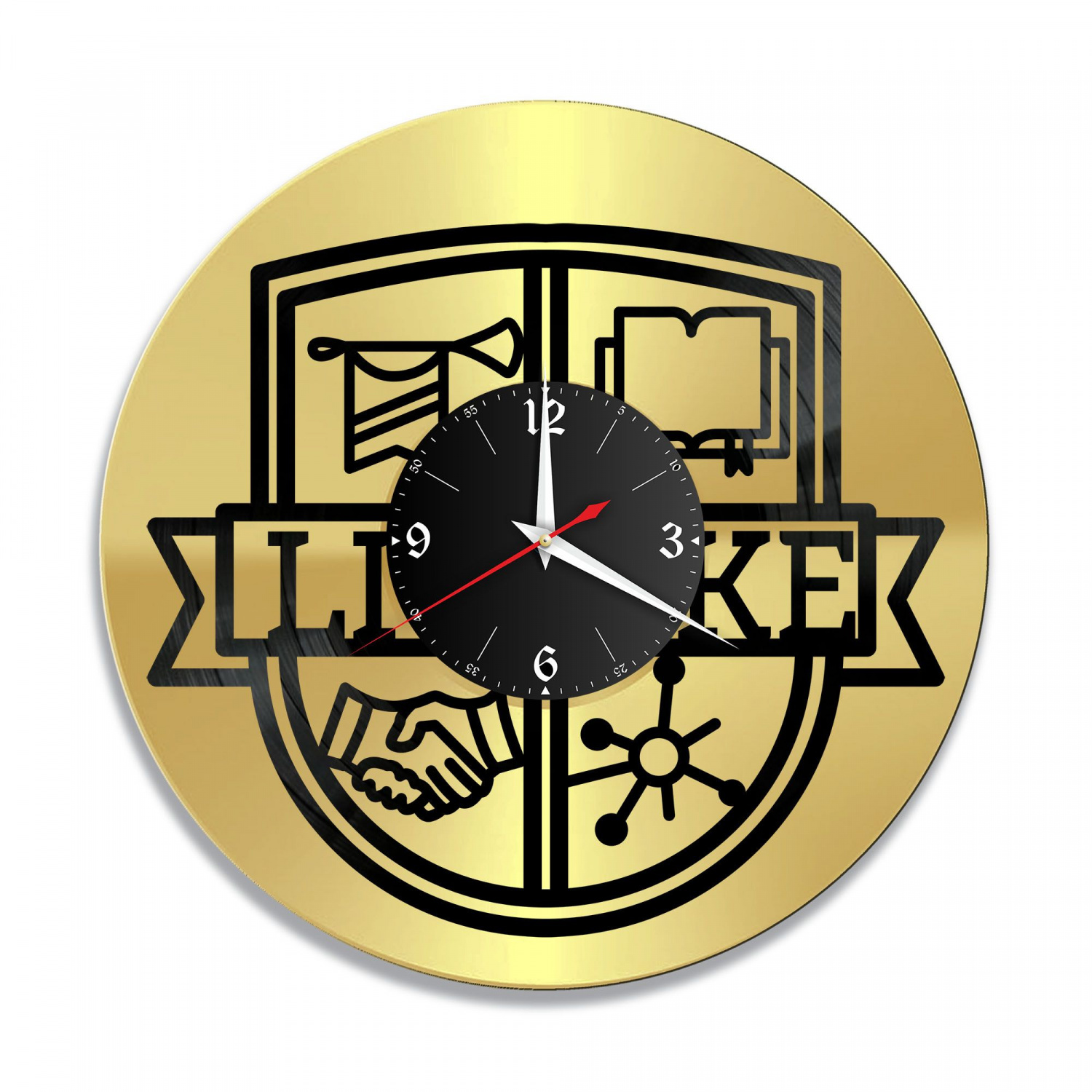 Часы настенные "LIKE-центр, золото" из винила, №1 VC-10817-1