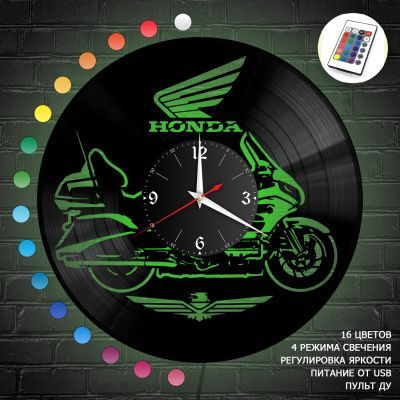 Часы с подсветкой "Мото (Honda)" из винила, №17