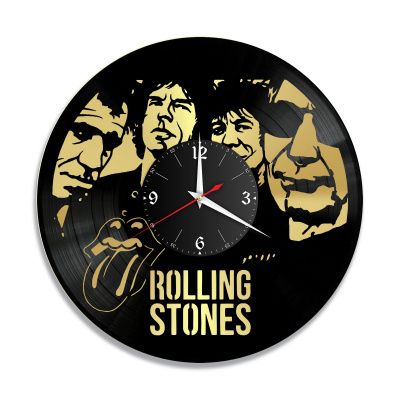 Часы настенные "группа Rolling Stones, золото" из винила, №4