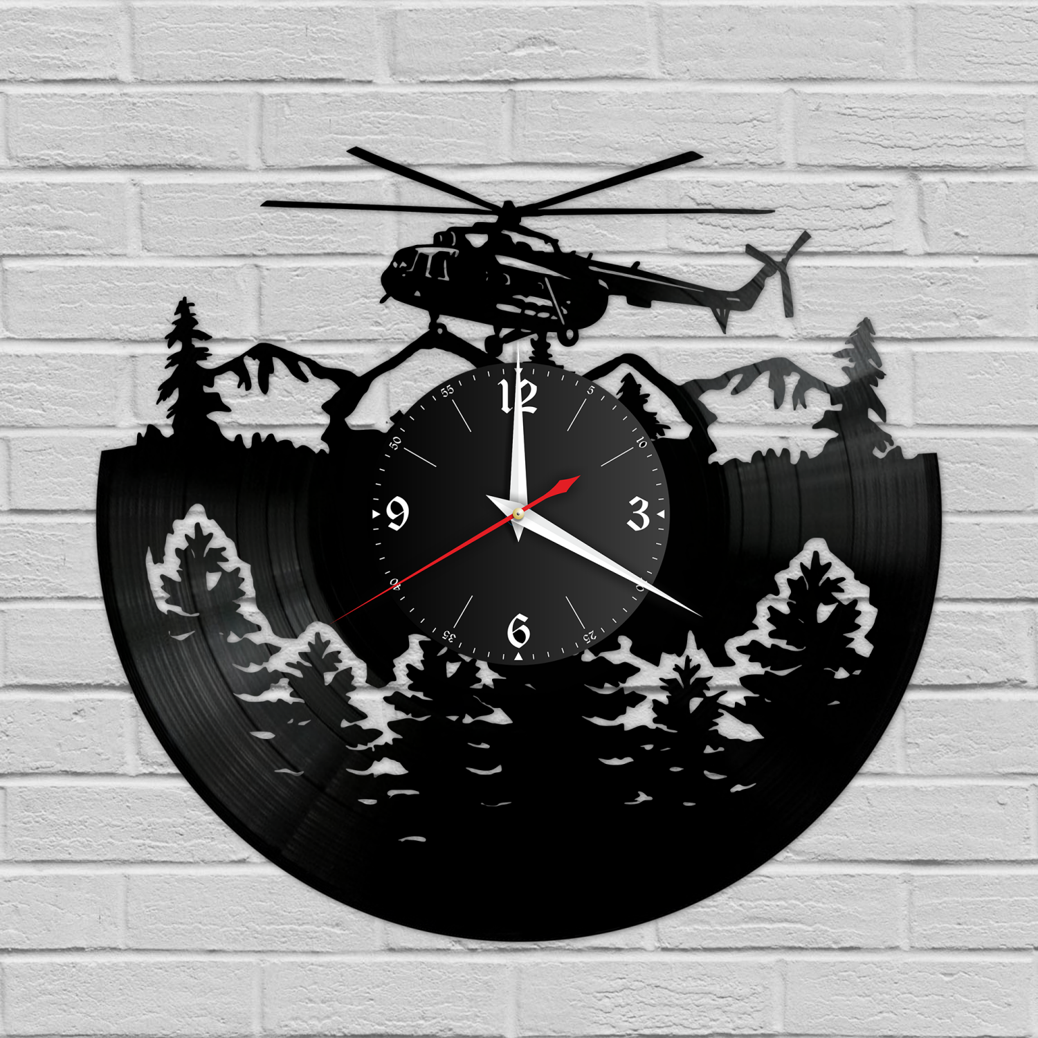 Часы настенные "Вертолет" из винила, №2 VC-12107